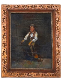 BRITISH PORTRAIT OIL PAINTING SIGNED JOHN G BROWN