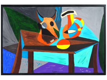 BULL STILL LIFE ACRYLIC PAINTING AFTER PABLO PICASSO