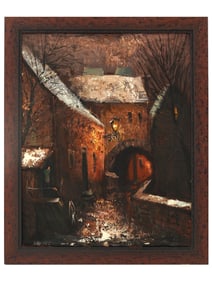 MODERN EUROPEAN SCHOOL TOWNSCAPE OIL PAINTING