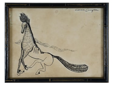 ATTR TO LEONORA CARRINGTON BRITISH INK PAINTING