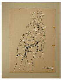 ATTR TO WILLEM DE KOONING AMERICAN INK PAINTING