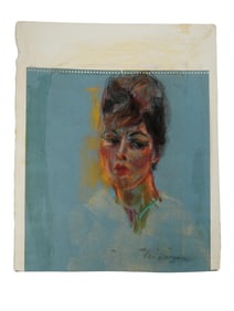 MIDCENT PORTRAIT PASTEL PAINTING SIGNED VAN DONGEN