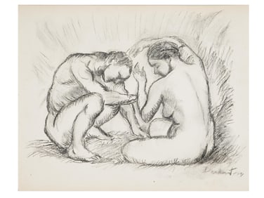 ATTR TO SIRI KARIN DERKERT NUDE PENCIL PAINTING