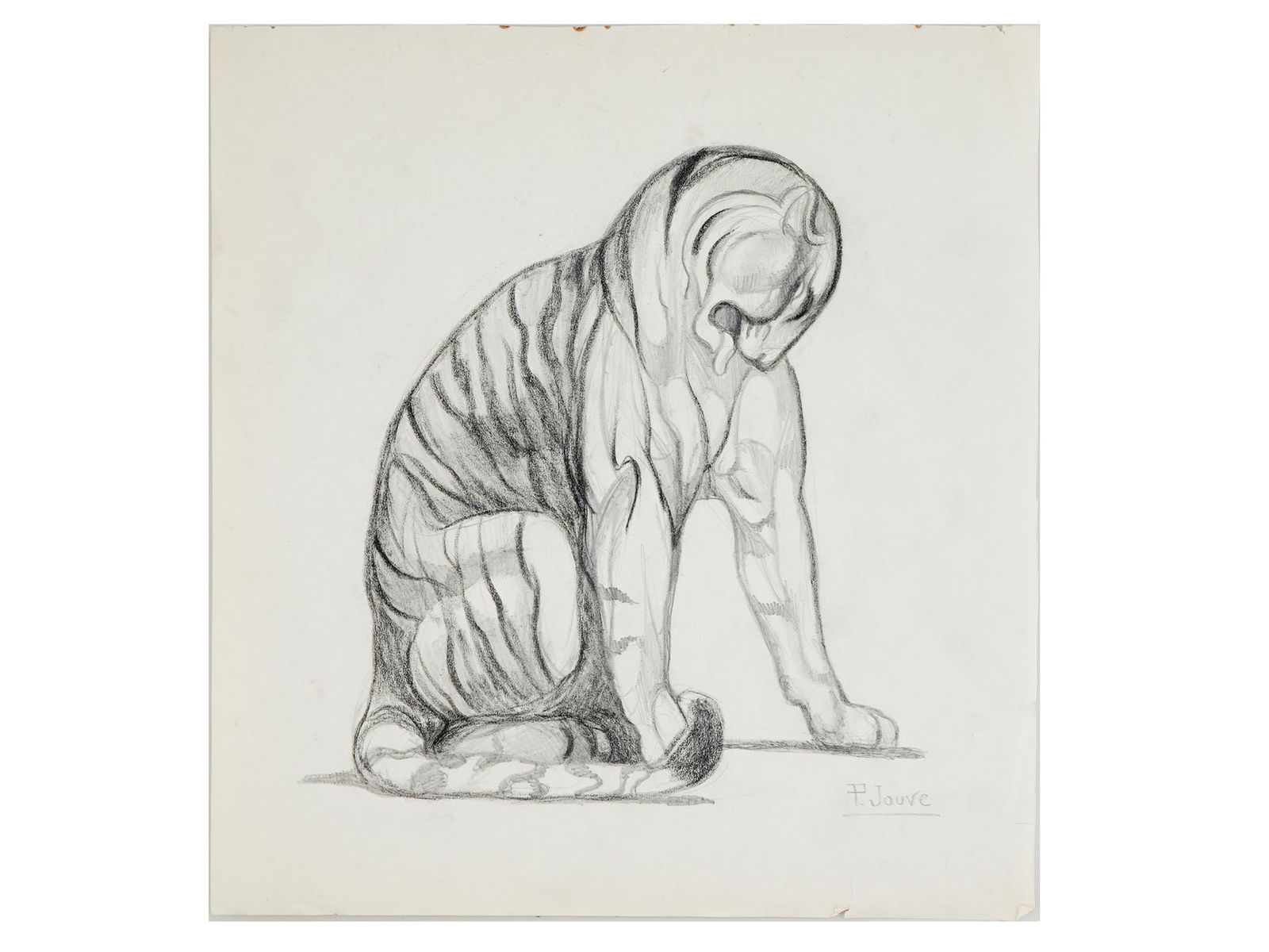 AFTER PAUL JOUVE FRENCH ANIMAL GRAPHITE PAINTING (1 of 4)