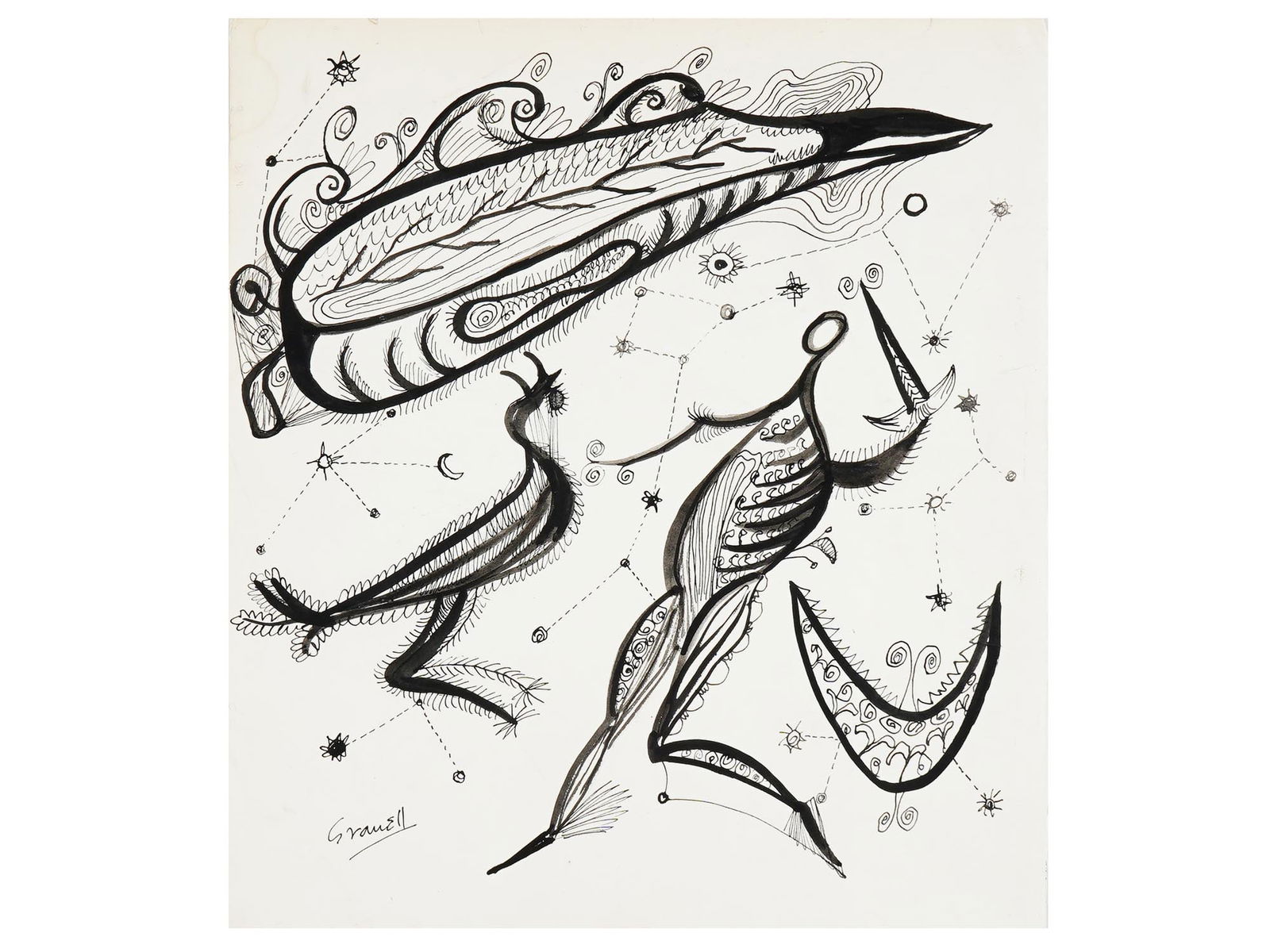 EUGENIO GRANELL MANNER SPANISH SURREAL INK PAINTING (1 of 4)