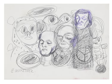 EDDIE MARTINEZ MANNER MODERN MIXED MEDIA PAINTING