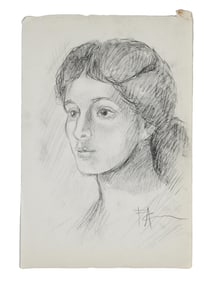 MID CENTURY PAINTING FEMALE PORTRAIT SIGNED FA