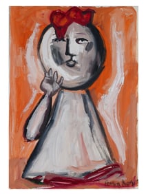 MID CENTURY MODERNIST GOUACHE PAINTING SIGNED