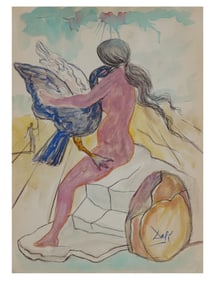 SALVADOR DALI MANNER SURREAL MIXED MEDIA PAINTING