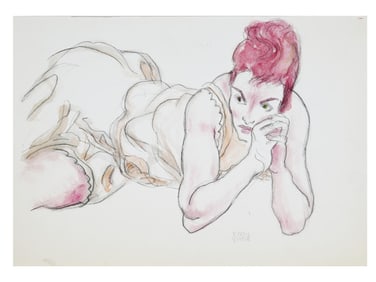 AFTER EGON SCHIELE AUSTRIAN PAINTING NUDE FEMALE
