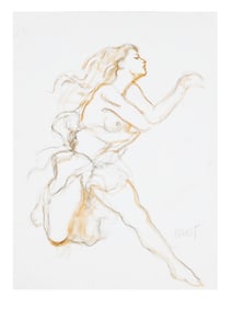 AFTER LEON BAKST RUSSIAN BALLET MIXED MEDIA PAINTING