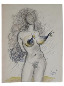 AFTER SALVADOR DALI SURREALIST MIXED MEDIA PAINTING