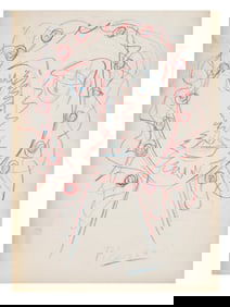 AFTER PABLO PICASSO COLOR PENCIL PORTRAIT PAINTING