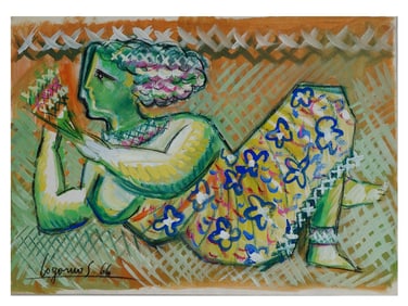 ATTR SANTIAGO COGORNO ARGENTINE MIXED MEDIA PAINTING