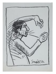 PABLO SUAREZ ARGENTINE CARICATURE CHARCOAL PAINTING