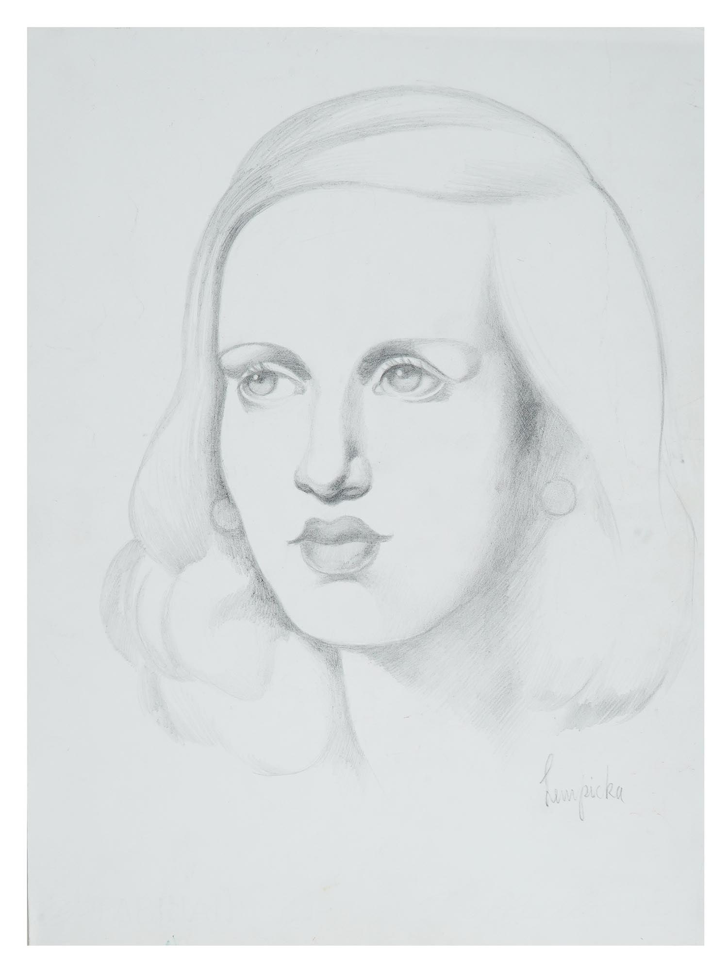 AFTER TAMARA DE LEMPICKA FEMALE PORTRAIT PAINTING (1 of 5)