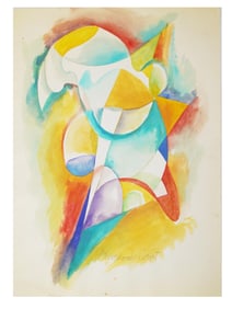 AFTER STANTON MACDONALD WRIGHT WATERCOLOR PAINTING