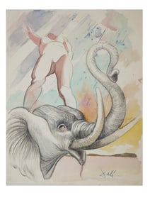 AFTER SALVADOR DALI SURREALIST MIXED MEDIA PAINTING