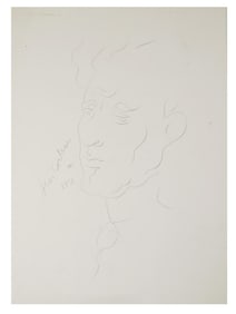 AFTER JEAN COCTEAU FRENCH MALE PORTRAIT PAINTING
