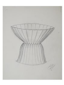 AFTER JOSEF HOFFMANN AUSTRIAN GRAPHITE PAINTING
