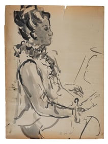 ATTR TO ELAINE DE KOONING MIXED MEDIA PAINTING ON PAPER