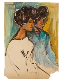 ATTR TO ELAINE DE KOONING MIXED MEDIA PAINTING ON PAPER