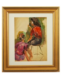 ATTR TO ELAINE DE KOONING AMERICAN WATERCOLOR PAINTING