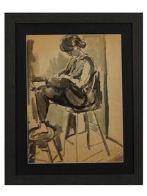 ATTR TO ELAINE DE KOONING AMERICAN PORTRAIT PAINTING
