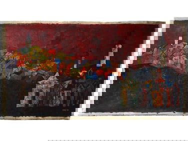 ATTR SAYED HAIDER RAZA INDIAN OIL PAINTING W COA