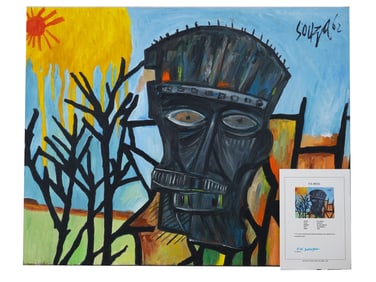 FRANCIS NEWTON SOUZA MANNER INDIAN OIL PAINTING W COA