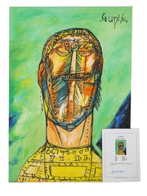 FRANCIS NEWTON SOUZA MANNER INDIAN OIL PAINTING W COA