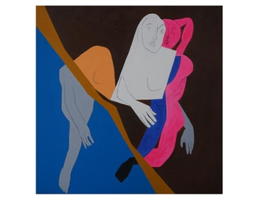 MODERN INDIAN OIL PAINTING IN MANNER OF TYEB MEHTA