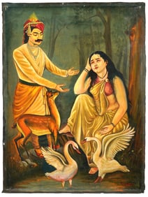 INDIAN OIL PAINTING IN MANNER OF RAJA RAVI VARMA
