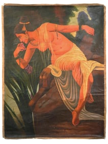 ATTR TO HEMENDRANATH MAZUMDAR INDIAN OIL PAINTING