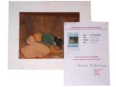 ATTR MAHADEV VISHWANATH DHURANDHAR WATERCOLOR W COA