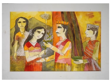 AFTER BADRI NARAYAN INDIAN PAINTING SCENE WITH FIGURES
