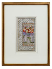 ANTIQUE 19TH C INDO PERSIAN MINIATURE PAINTING