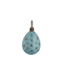 RUSSIAN 88 SILVER STARS ENAMEL EASTER EGG PENDANT