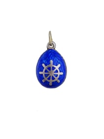 RUSSIAN SILVER GUILLOCHE ENAMEL EASTER EGG PENDANT
