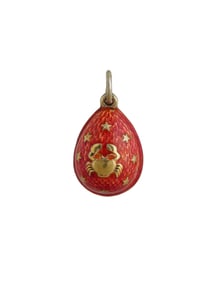 RUSSIAN GILT SILVER ENAMEL EASTER EGG PENDANT CANCER