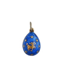 RUSSIAN 88 SILVER ENAMEL SAGITTARIUS EGG PENDANT
