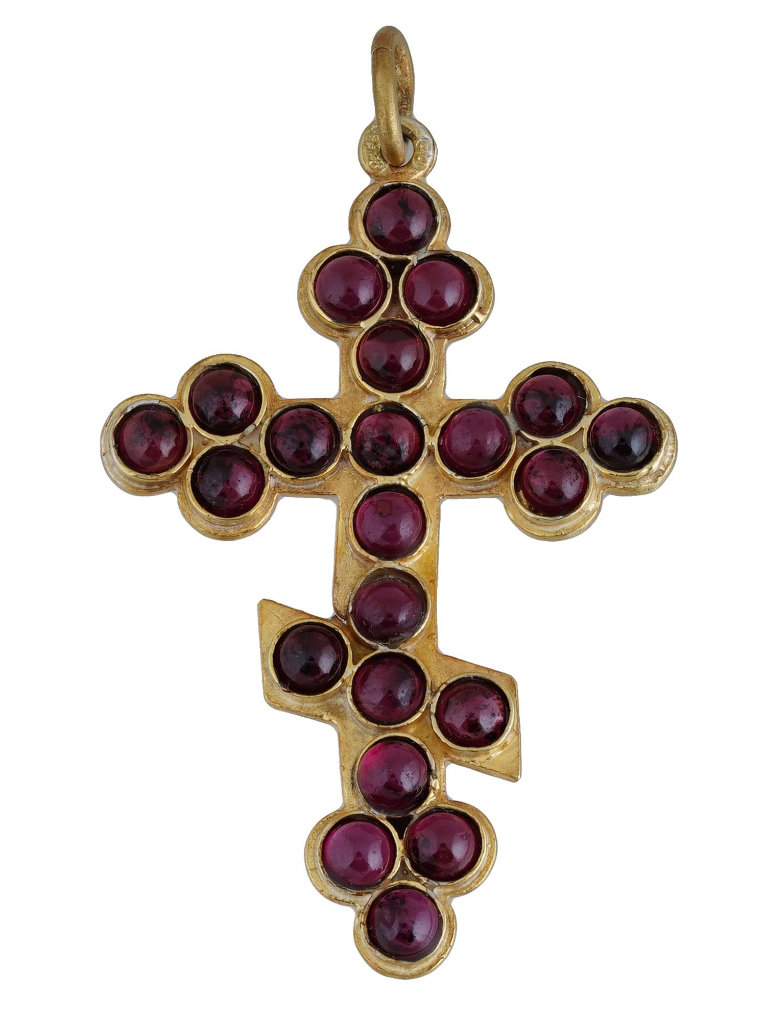 RUSSIAN GILT SILVER GARNETS CROSS CRUCIFIX PENDANT (1 of 4)