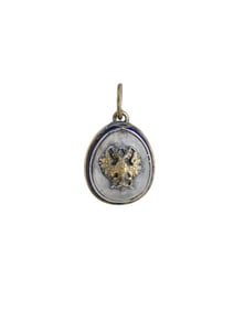 RUSSIAN SILVER GILT IMPERIAL MONOGRAM EGG PENDANT