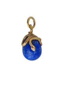 RUSSIAN 88 SILVER LAPIS SNAKE WRAPPED EGG PENDANT