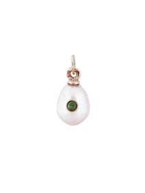RUSSIAN GOLD EMERALD AND PEARL EGG PENDANT