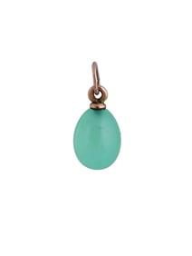 RUSSIAN 14K GOLD CARVED CHRYSOPRASE EGG PENDANT