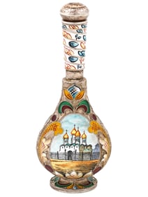 RUSSIAN 88 SILVER CLOISONNE ENAMEL PERFUME BOTTLE