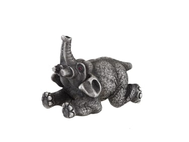 RUSSIAN SILVER ELEPHANT FIGURINE WITH RUBY EYES