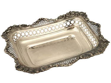 TIFFANY CO STERLING SILVER DISH WITH ORNATE DESIGN
