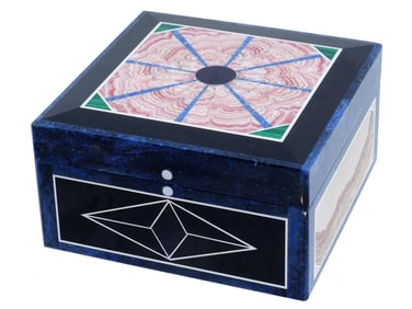 LAPIS LAZULI AND SEMI PRECIOUS STONE INTARSIA BOX